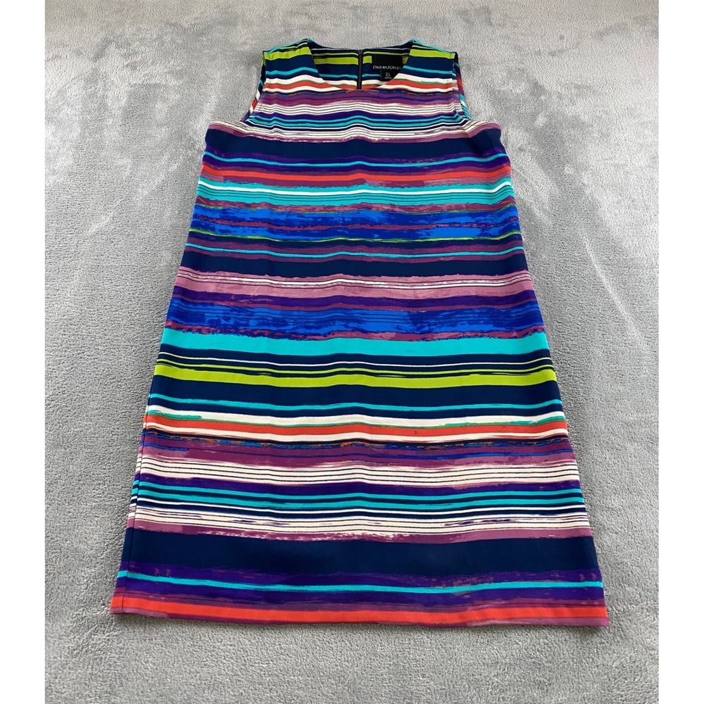 Cynthia Rowley Womens Multicolor Striped Sleeveless Shift Dress Sz 6 Round Neck